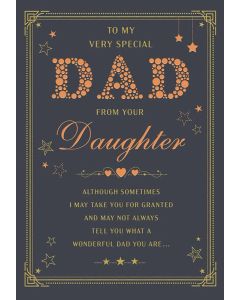 Dad From Daughter Father's Day Card. 23x15cm (9x6 Inches)