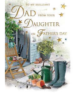 To My Brilliant Dad From Your Daughter. Father's Day Card. 23x15cm (9x6 Inches)