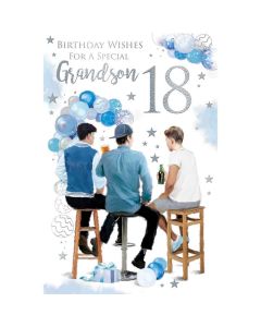 Grandson 18th Birthday Card. 23x15cm