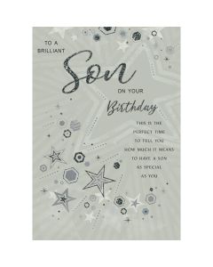 To A Brilliant Son On Your Birthday Card. 23x15cm