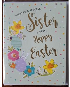 Wishing A Special Sister A Very Happy Easter Card. 19x13cm (8x6 Inches)