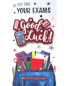 As You Take Your Exams Good Luck Card. 23x12cm