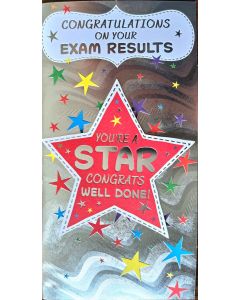 Congratulations Exam Results Card, 23x12cm. For GCSE, A-Level, Degree