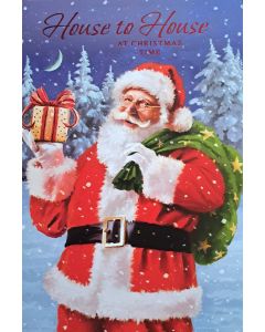 House to House Christmas Card. Picture Of Santa. 19x13cm