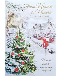 From House To House At Christmas. Christmas Card. 19x13cm