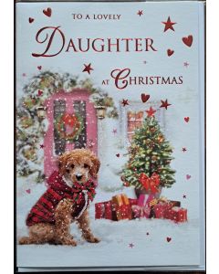 To A Lovely Daughter At Christmas Card.  9x6 Inches (23x15cm)