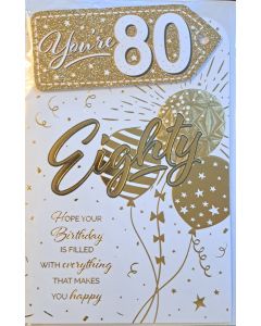 You're 80. Eighty (80th) Birthday Card. For Male/Female. 9x6 Inches(23x15cm)