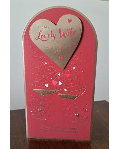 Valentine's Card. To My Lovely Wife. 23x12cm