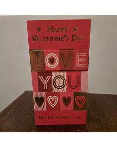 Valentine's Card, Happy Valentine's day Love You. Open Card. 23x12cm