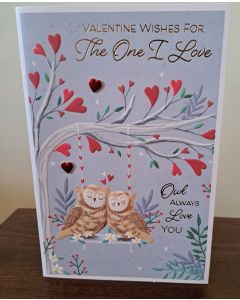 Valentine's Card For The One I Love. 9x6 Inches (23x15cm)