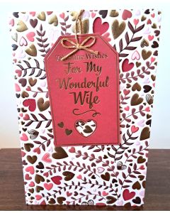 Valentine's Card. For My Wonderful Wife. 9x6 Inches (23x15cm)