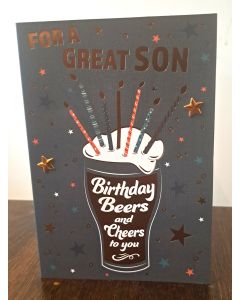 Son Birthday Card Beers and Cheers To You. 19x13cm