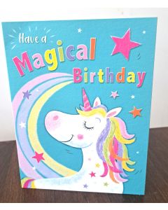 Happy Birthday Card For Girl. Cute Unicorn Design. 19x13cm
