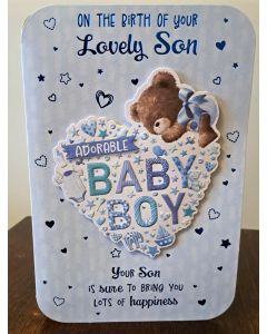 Birth Of Your Son Card. So Adorable. 23x15cm (9x6 Inches)