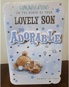 Birth Of Your Son Card. So Adorable. 23x15cm (9x6 Inches)