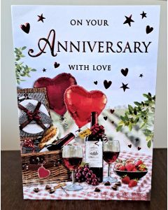 On Your Annivesary With Love Card. 23x15cm (9x6 Inches)