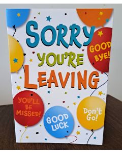 Sorry You're Leaving Good Luck Card. 19x13cm