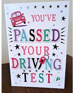 You've Passed Your Driving Test Cognratulations Card. 19x13cm