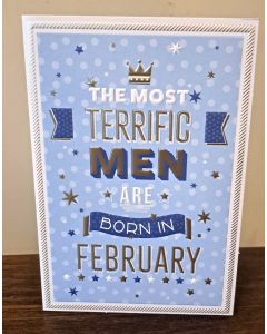 Male Birthday Card . February Birthday. 19x13cm