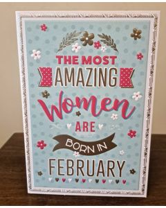 Female Birthday Card. February Birthday. 19x13cm