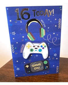 16 Today! Gaming Birthday Card. 16th Birthday. 19x13cm