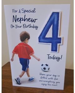 For A Special Nephew 4 On Your Bithday Card. 23x15cm (9x6 Inches)