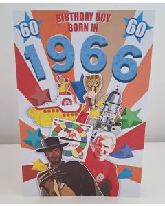 Male 60th Birthday Born In 1966 Card. Facts about 1966. 23x15cm (9x6 Inches)