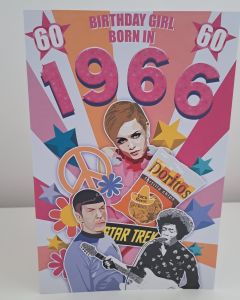 Female 60th Birthday Card Born In 1966. Facts About 1966. 23x15cm (9x6 Inches)