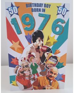 Male 50th Birthday Born In 1976 Card. Facts about 1976. 23x15cm (9x6 Inches)