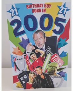 Male 21st Birthday Born In 2005 Card. Facts about 2005. 23x15cm (9x6 Inches)
