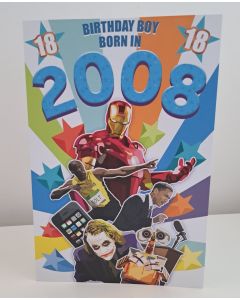Male 18th Birthday Born In 2008 Card. Facts about 2008. 23x15cm (9x6 Inches)