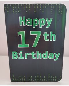 Boys 17th Birthday Card. Green and Black. 19x13cm