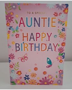 To A Special Auntie Happy Birthday Card. 19x13cm