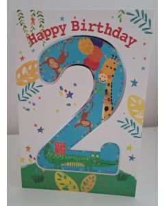 Boys 2 Today Birthday Card. Colourful Design. 19x13cm