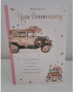 With Love On Your Anniversary Card. 19x13cm