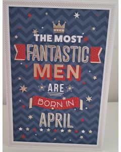 Male Birthday Card . April Birthday. 19x13cm
