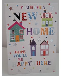 New Home Card. Hope You'll Be Happy Here. 19x13cm