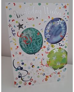 Male Colourful Balloon Birthday Card. 19x13cm