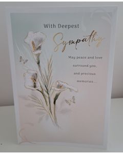 With Deepest Sympathy Card. 23x15cm (9x6 Inches)