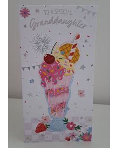 To A Special Granddaughter Birthday Card. 23x12cm