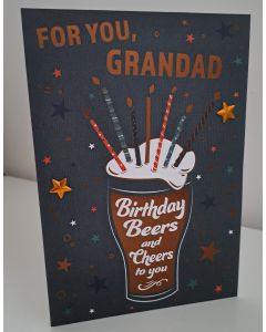 Grandad Birthday Card. Birthday Beers and Cheers.19x13cm
