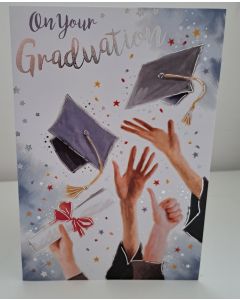 On Your Graduation Card. Mortar Board Hat Design. 19x13cm