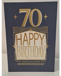 Male 70th Birthday Card. 23x15cm (9x6 Inches)
