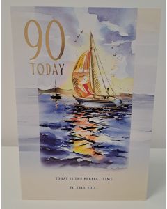 Male Age 90 Birthday Card. 90th Birthday. 23x15cm (9x6 Inches)