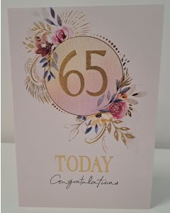 Female Age 65 Birthday Card. 65th Birthday. 23x15cm (9x6 Inches)