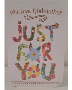 Mother's Day Card. With Love Godmother . 23x15cm (9x6 Inches)