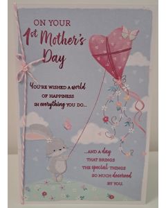 Mother's Day Card. Mum On Your 1st Mother's Day . 23x15cm (9x6 Inches)