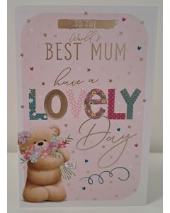 Mother's Day Card. World's Best Mum . 23x15cm (9x6 Inches)