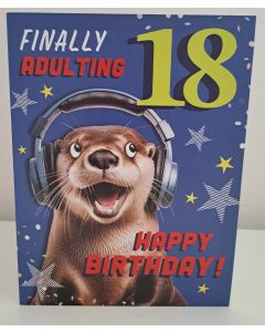 Male Age 18 Birthday Card. Finally Adulting. 19x13cm