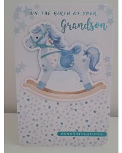 On The Birth Of Your Grandson Card. 23x15cm (9x6 Inches)
